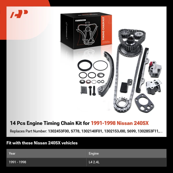 14 Pcs Engine Timing Chain Kit for 1991-1998 Nissan 240SX