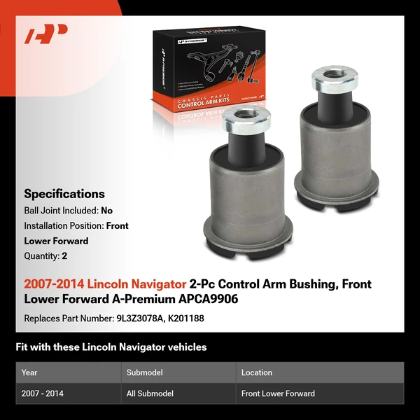 2007-2014 Lincoln Navigator 2-Pc Control Arm Bushing, Front Lower Forward A-Premium APCA9906