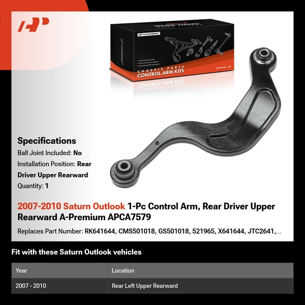 2007-2010 Saturn Outlook 1-Pc Control Arm, Rear Driver Upper Rearward A-Premium APCA7579