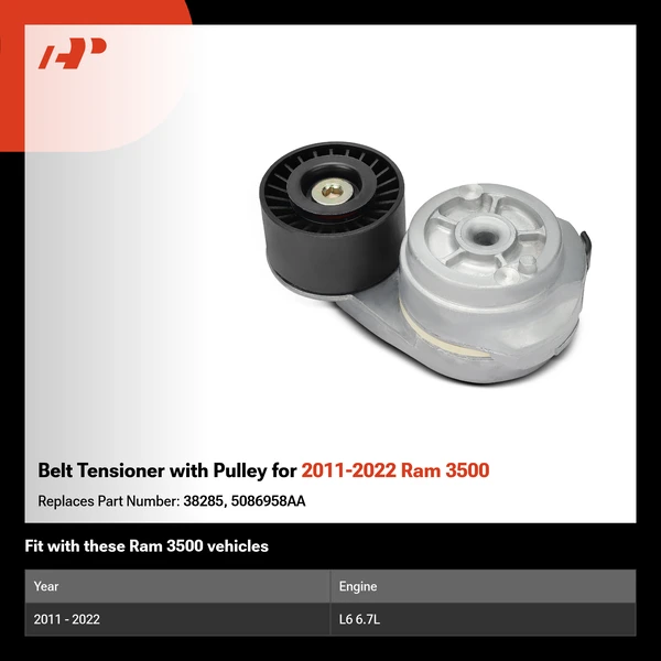 Belt Tensioner with Pulley for 2011-2022 Ram 3500