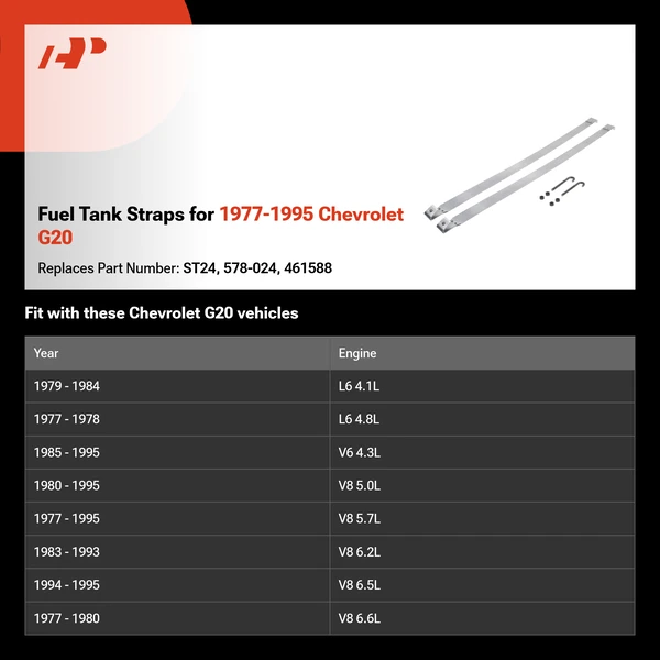 Fuel Tank Straps for 1977-1995 Chevrolet G20