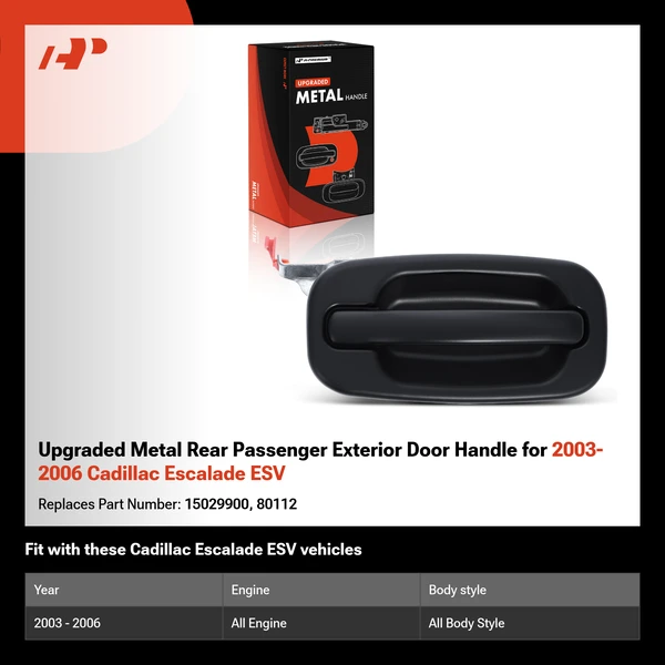 Upgraded Metal Rear Passenger Exterior Door Handle for 2003-2006 Cadillac Escalade ESV