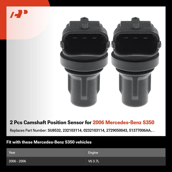 2 Pcs Camshaft Position Sensor for 2006 Mercedes-Benz S350
