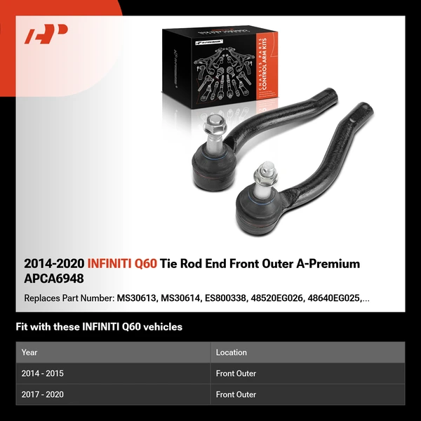 2014-2020 INFINITI Q60 Tie Rod End Front Outer A-Premium APCA6948