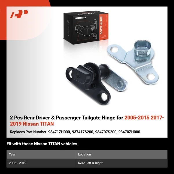 2 Pcs Rear Driver & Passenger Tailgate Hinge for 2005-2015 2017-2019 Nissan TITAN