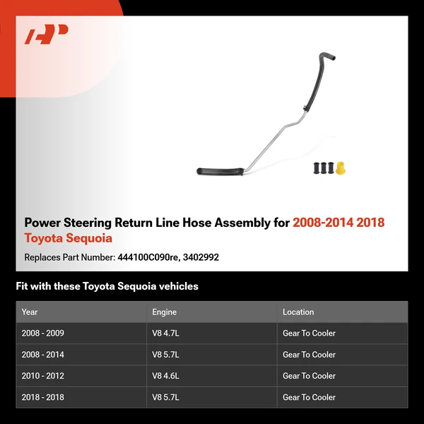 Power Steering Return Line Hose Assembly for 2008-2014 2018 Toyota Sequoia