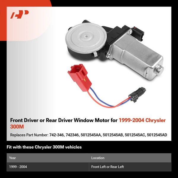 Front Driver or Rear Driver Window Motor for 1999-2004 Chrysler 300M