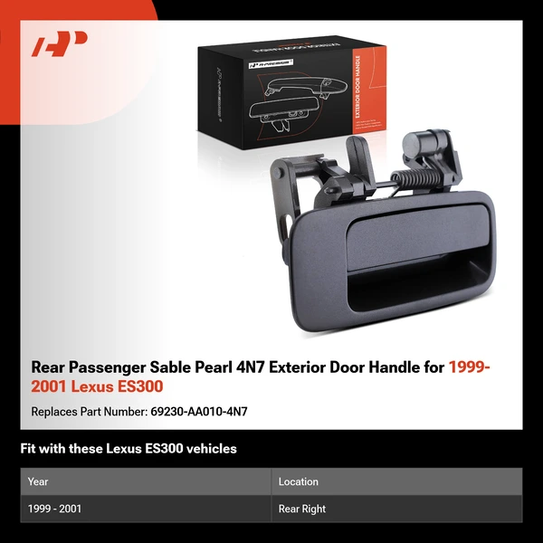 Rear Passenger Sable Pearl 4N7 Exterior Door Handle for 1999-2001 Lexus ES300