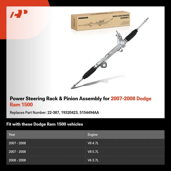 Power Steering Rack & Pinion Assembly for 2007-2008 Dodge Ram 1500