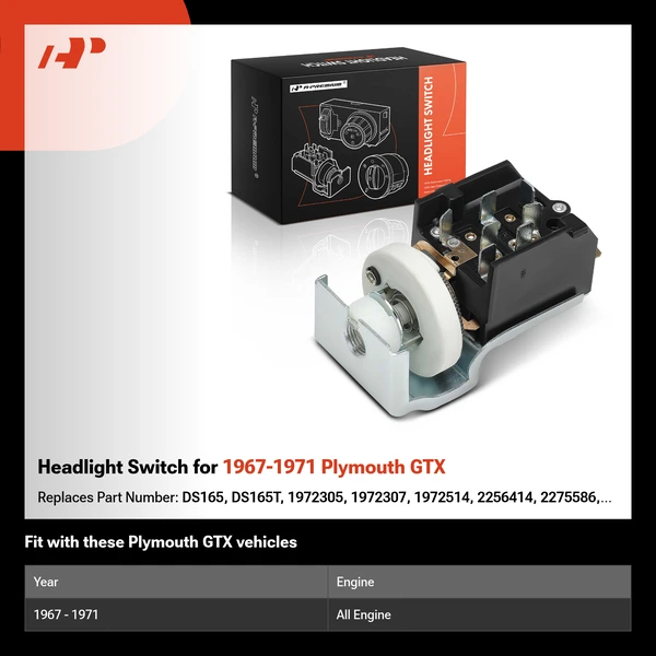 Headlight Switch for 1967-1971 Plymouth GTX