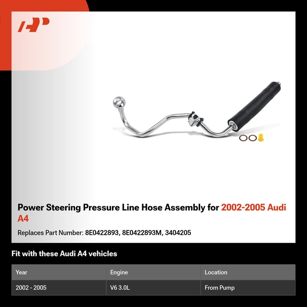 Power Steering Pressure Line Hose Assembly for 2002-2005 Audi A4