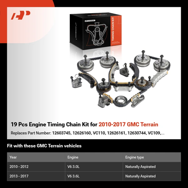 19 Pcs Engine Timing Chain Kit for 2010-2017 GMC Terrain