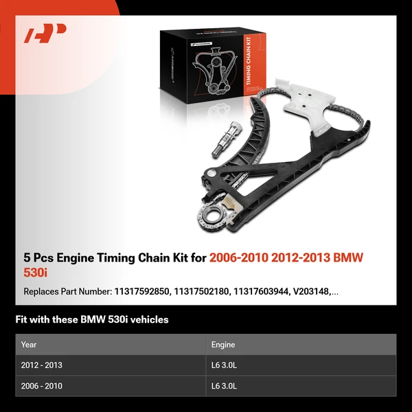 5 Pcs Engine Timing Chain Kit for 2006-2010 2012-2013 BMW 530i