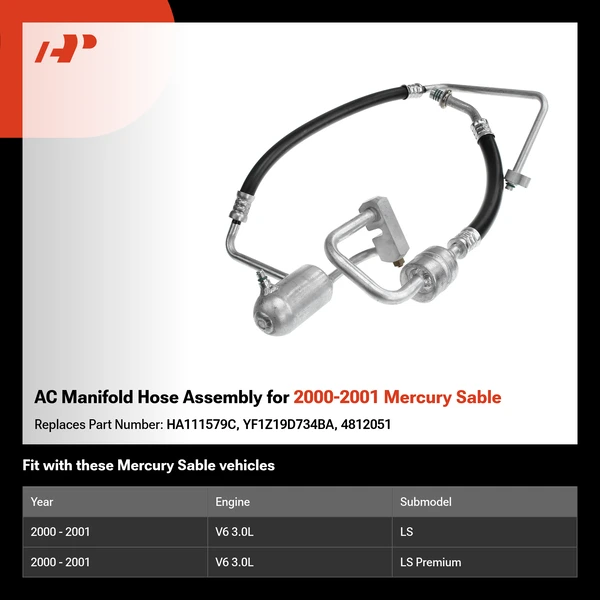 AC Manifold Hose Assembly for 2000-2001 Mercury Sable