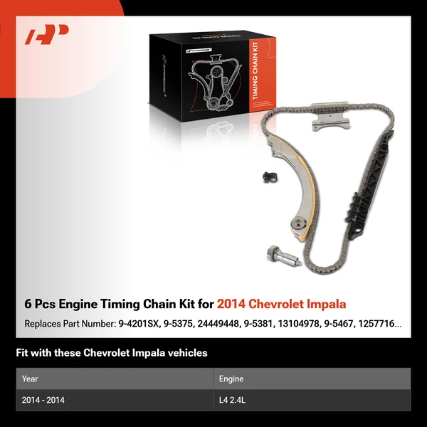 6 Pcs Engine Timing Chain Kit for 2014 Chevrolet Impala