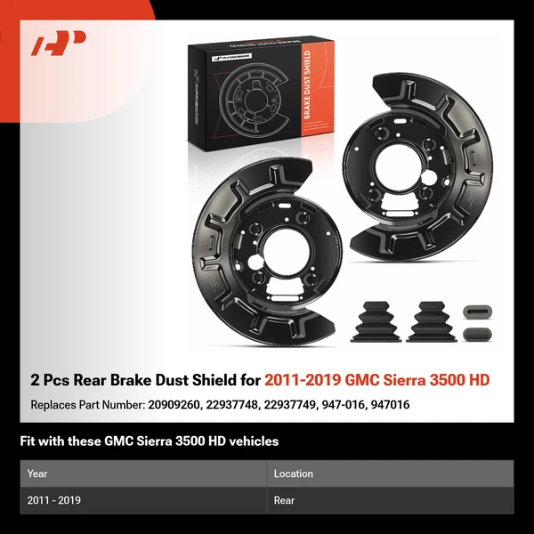 2 Pcs Rear Brake Dust Shield for 2011-2019 GMC Sierra 3500 HD