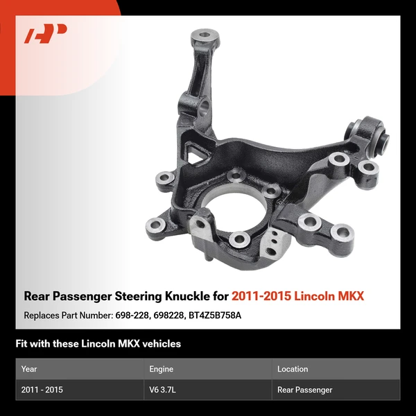 Rear Passenger Steering Knuckle for 2011-2015 Lincoln MKX