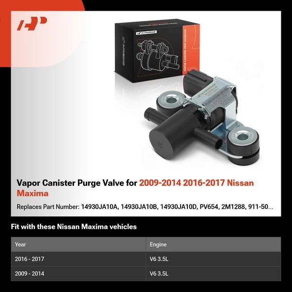 Vapor Canister Purge Valve for 2009-2014 2016-2017 Nissan Maxima