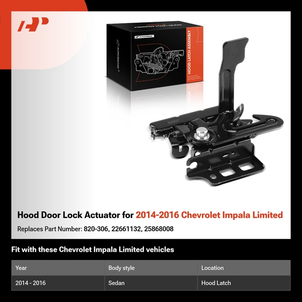 Hood Door Lock Actuator for 2014-2016 Chevrolet Impala Limited