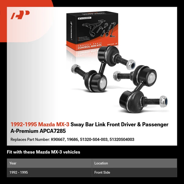 1992-1995 Mazda MX-3 Sway Bar Link Front Driver & Passenger A-Premium APCA7285