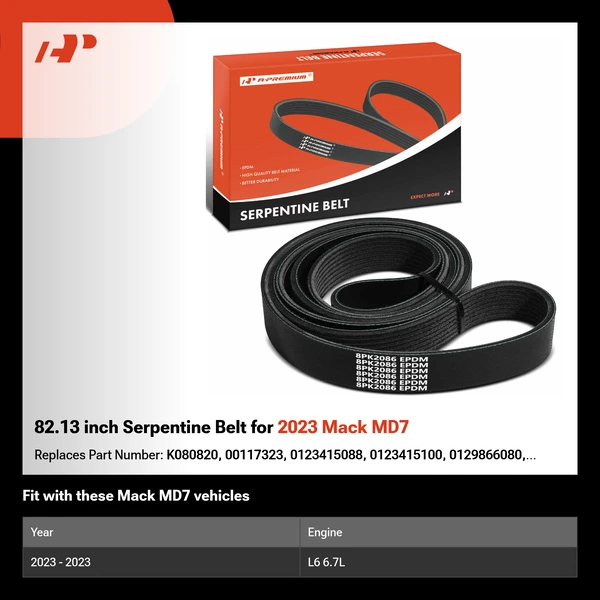 82.13 inch Serpentine Belt for 2023 Mack MD7