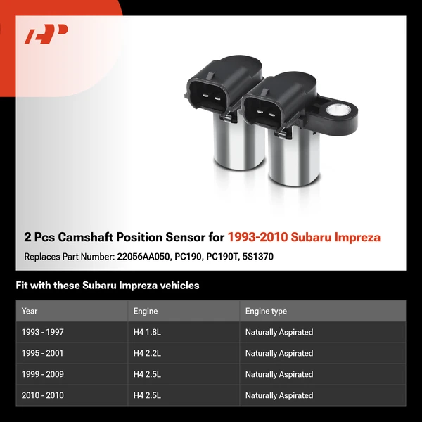 2 Pcs Camshaft Position Sensor for 1993-2010 Subaru Impreza
