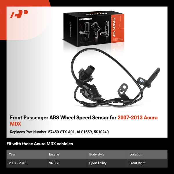 Front Passenger ABS Wheel Speed Sensor for 2007-2013 Acura MDX