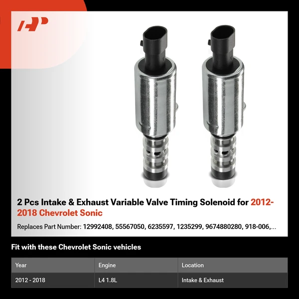 2 Pcs Intake & Exhaust Variable Valve Timing Solenoid for 2012-2018 Chevrolet Sonic