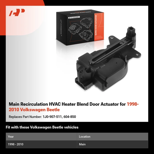 Main Recirculation HVAC Heater Blend Door Actuator for 1998-2010 Volkswagen Beetle