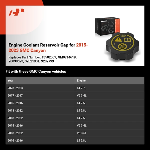 Engine Coolant Reservoir Cap for 2015-2023 GMC Canyon