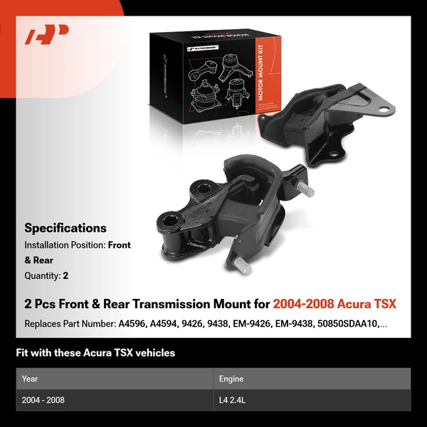 2 Pcs Front & Rear Transmission Mount for 2004-2008 Acura TSX