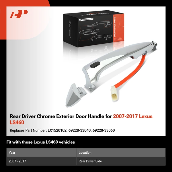 Rear Driver Chrome Exterior Door Handle for 2007-2017 Lexus LS460