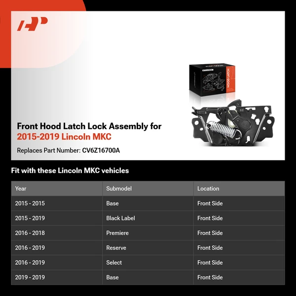 Front Hood Latch Lock Assembly for 2015-2019 Lincoln MKC