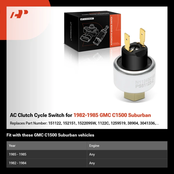 AC Clutch Cycle Switch for 1982-1985 GMC C1500 Suburban