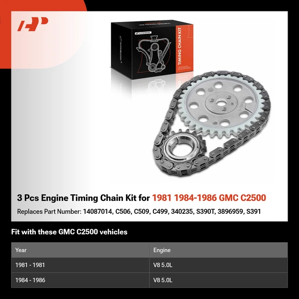 3 Pcs Engine Timing Chain Kit for 1981 1984-1986 GMC C2500