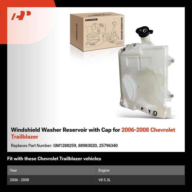 Windshield Washer Reservoir with Cap for 2006-2008 Chevrolet Trailblazer
