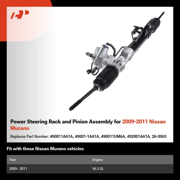 Power Steering Rack and Pinion Assembly for 2009-2011 Nissan Murano