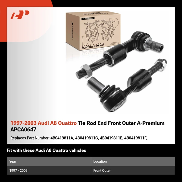 1997-2003 Audi A8 Quattro Tie Rod End Front Outer A-Premium APCA0647