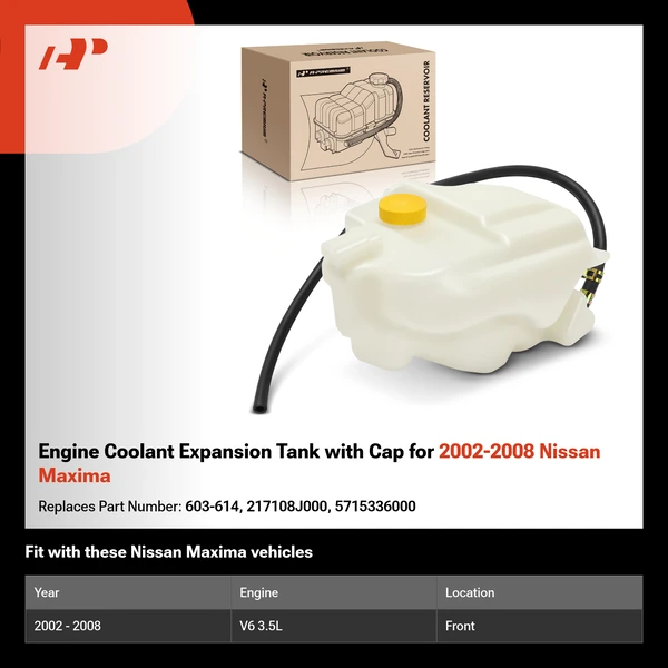 Engine Coolant Expansion Tank with Cap for 2002-2008 Nissan Maxima