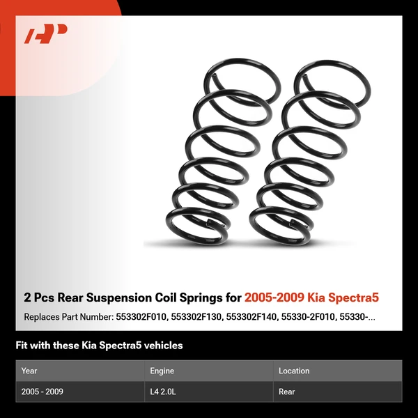 2 Pcs Rear Suspension Coil Springs for 2005-2009 Kia Spectra5