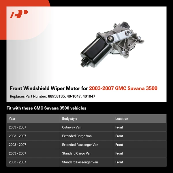 Front Windshield Wiper Motor for 2003-2007 GMC Savana 3500