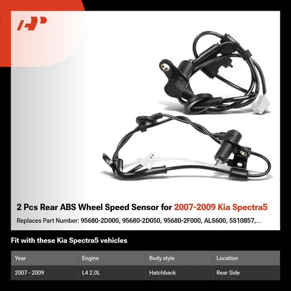 2 Pcs Rear ABS Wheel Speed Sensor for 2007-2009 Kia Spectra5