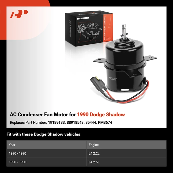 AC Condenser Fan Motor for 1990 Dodge Shadow