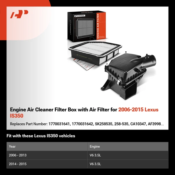 Engine Air Cleaner Filter Box with Air Filter for 2006-2015 Lexus IS350