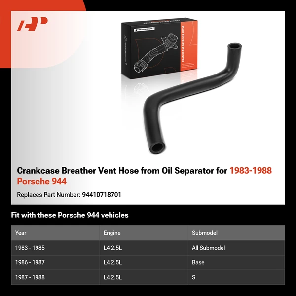 Crankcase Breather Vent Hose from Oil Separator for 1983-1988 Porsche 944