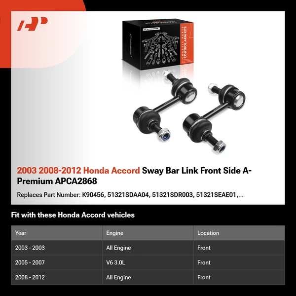 2003 2008-2012 Honda Accord Sway Bar Link Front Side A-Premium APCA2868