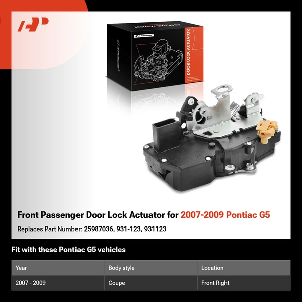 Front Passenger Door Lock Actuator for 2007-2009 Pontiac G5