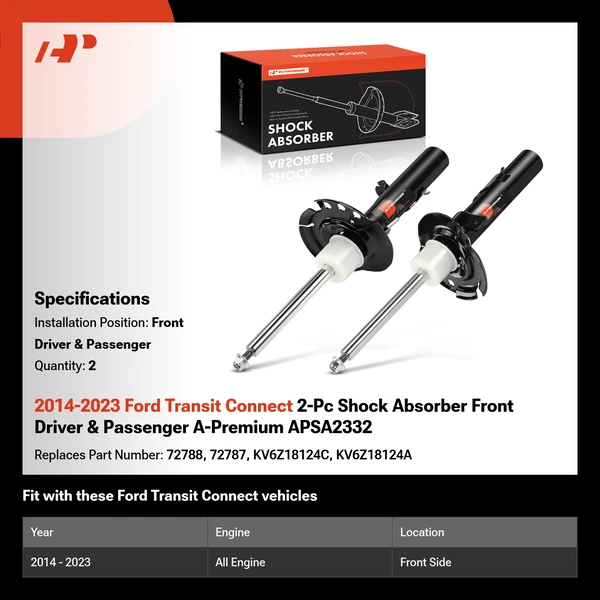 2014-2023 Ford Transit Connect 2-Pc Shock Absorber Front Driver & Passenger A-Premium APSA2332
