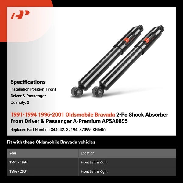 1991-1994 1996-2001 Oldsmobile Bravada 2-Pc Shock Absorber Front Driver & Passenger A-Premium APSA0895