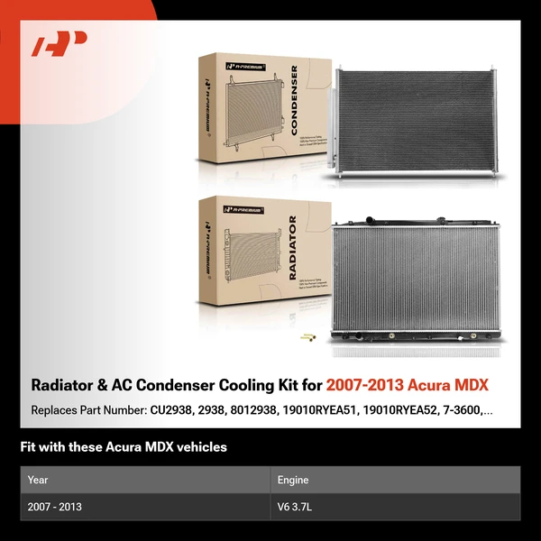 Radiator & AC Condenser Cooling Kit for 2007-2013 Acura MDX